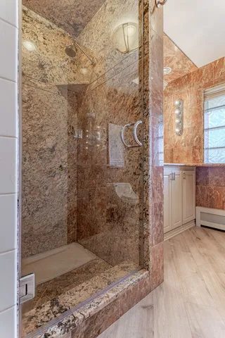 a bathroom with a shower
