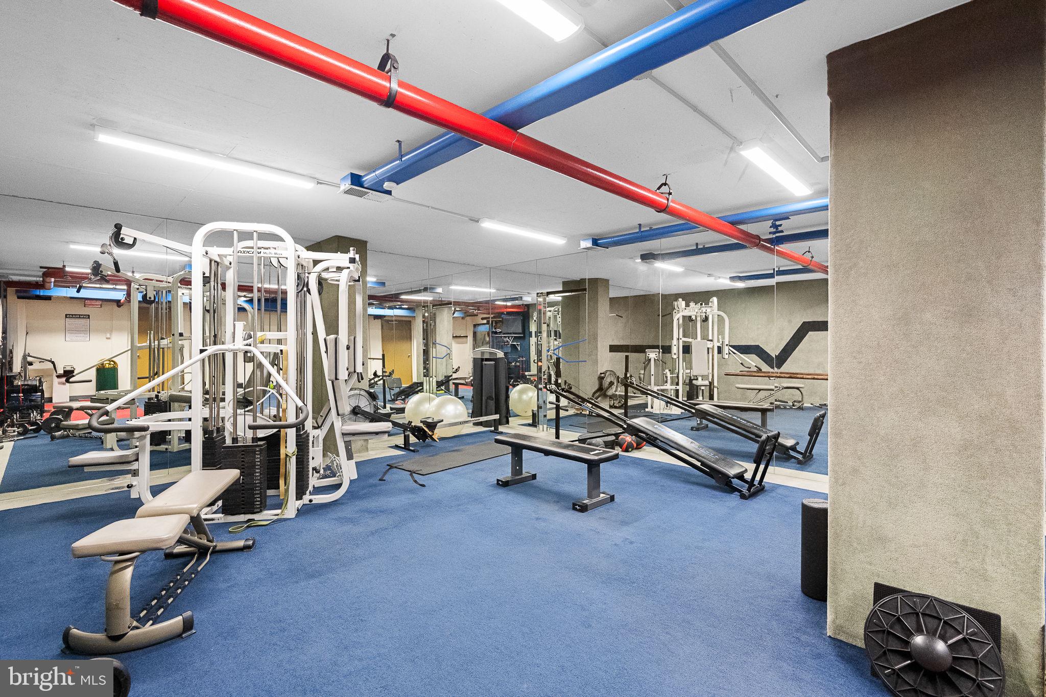1515 South Arlington Ridge Road, Unit 703 Arlington, VA 22202 - Photo 39 of 44 a living room with gym equipment and a large window