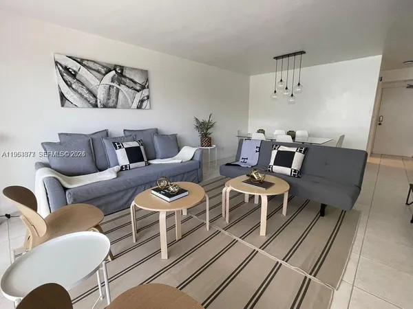 a living room with furniture