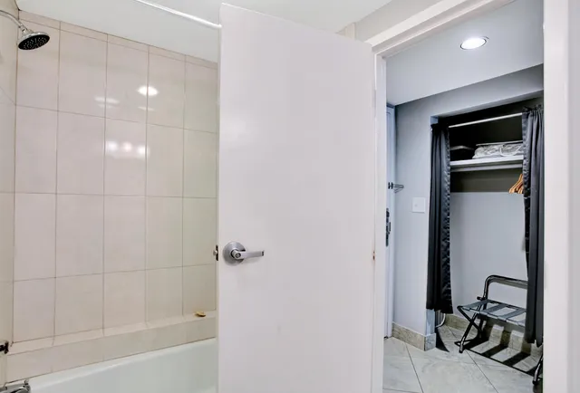 a bathroom with a shower