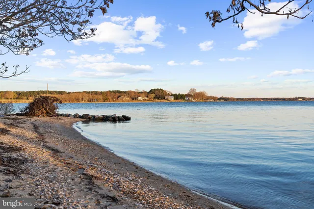a view of a lake with a terrace