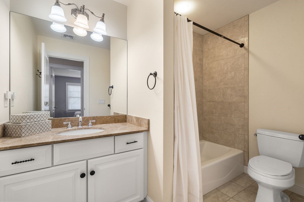 29 Smith Street Needham, MA 02492 - Photo 23 of 31 a bathroom with a granite countertop sink toilet and shower