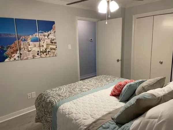 a view of a lake with outdoor space