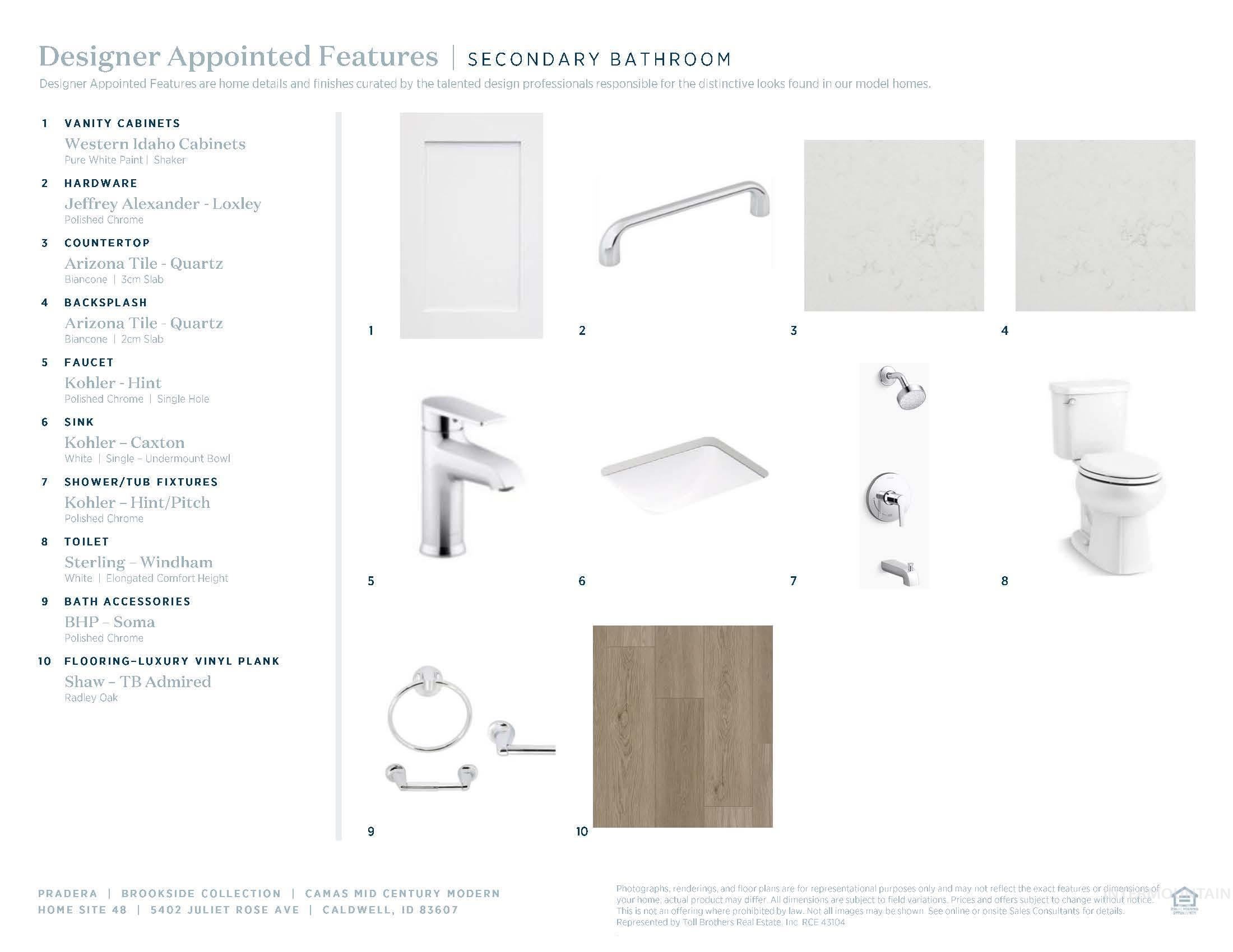 5402 Juliet Rose Avenue Caldwell, ID 83607 - Photo 19 of 20 Designer Appointed Features. Detailing specific components and finishes for the secondary bathroom of the property