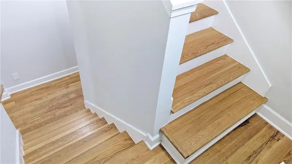 a view of wooden staircase