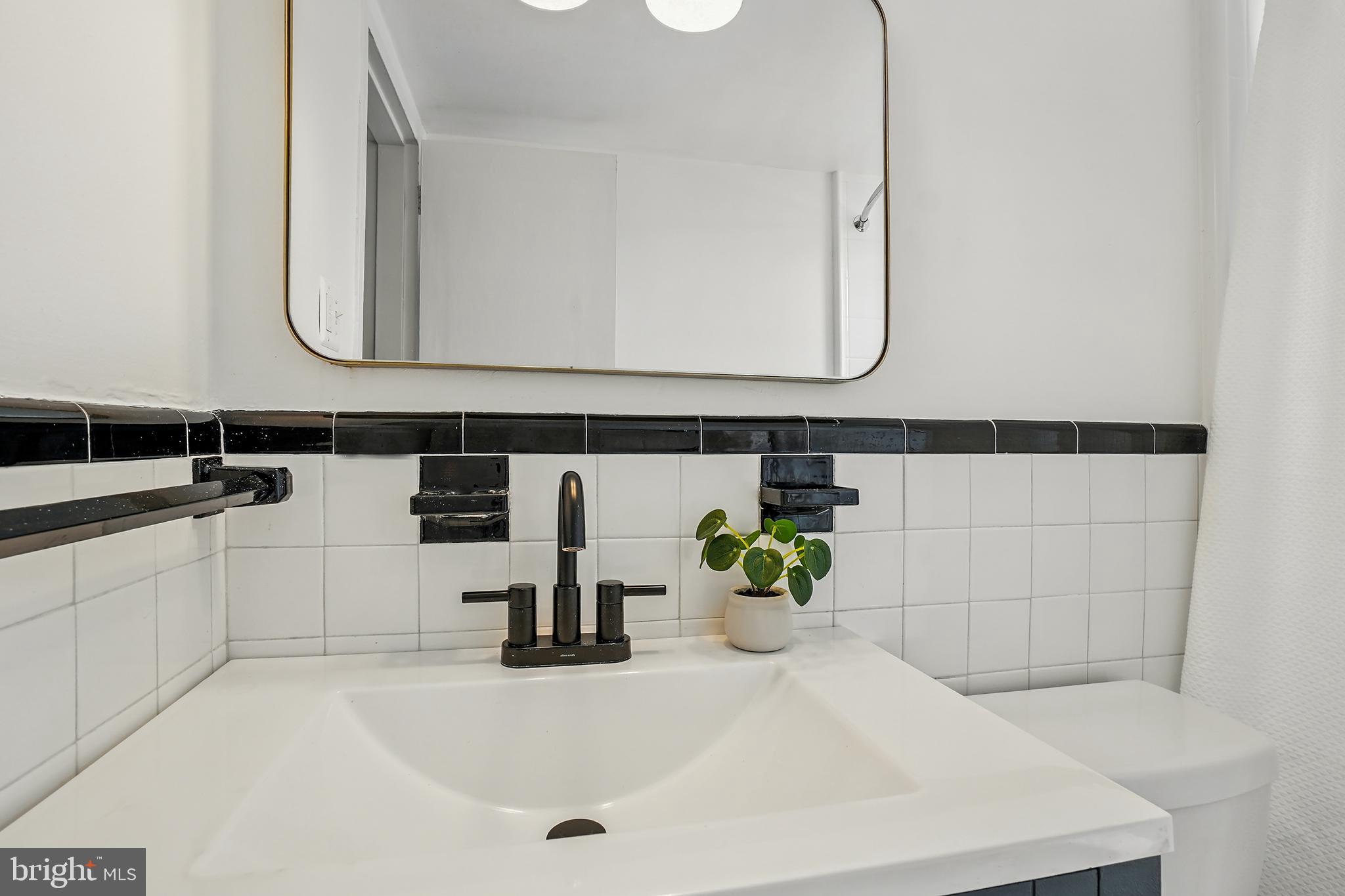 2030 North Vermont Street, Unit 301 Arlington, VA 22207 - Photo 17 of 32 a bathroom with a sink a vanity and a mirror