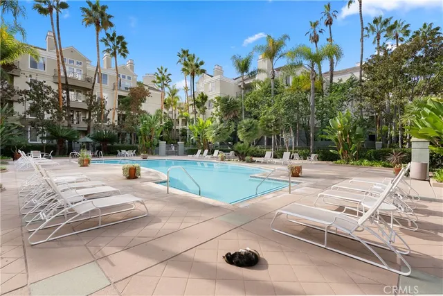 a view of swimming pool with a garden