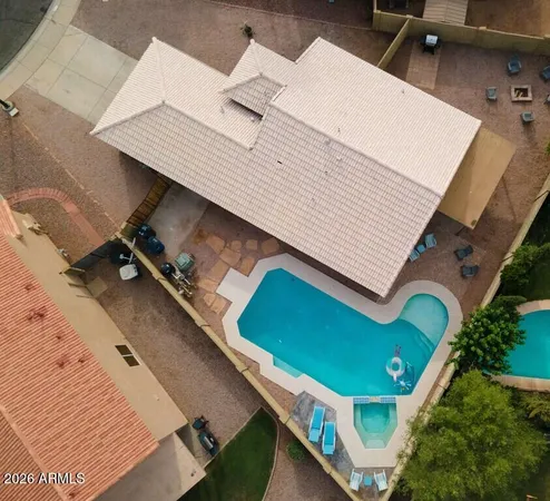 an aerial view of a house