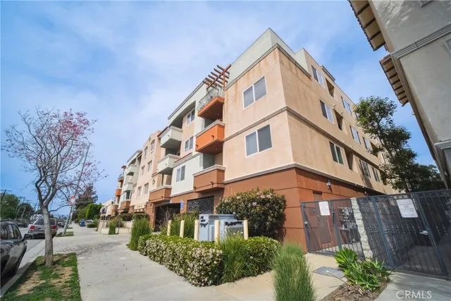 a front view of a multi story building