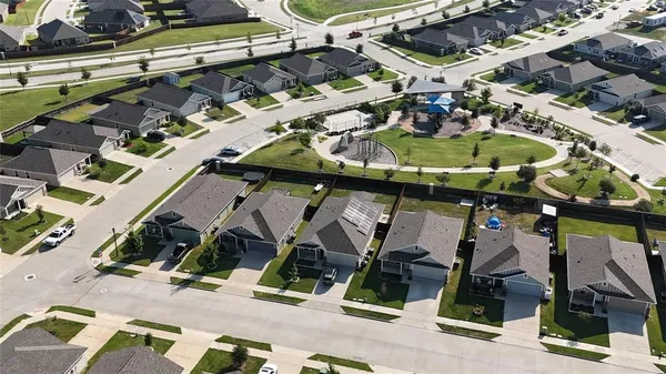 an aerial view of a house