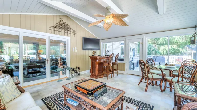 a view of a yard with plants