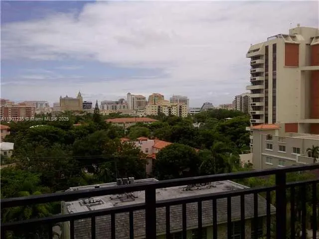 a view of city from a balcony