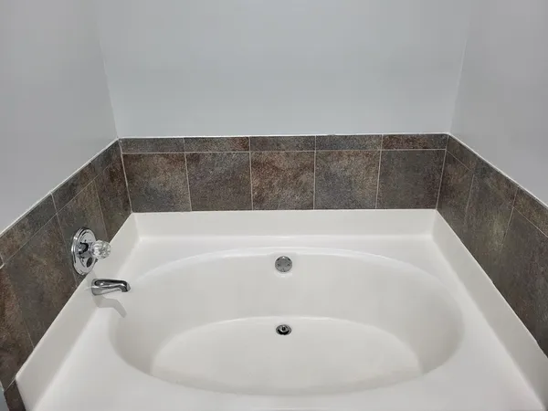 a bathroom with a bathtub