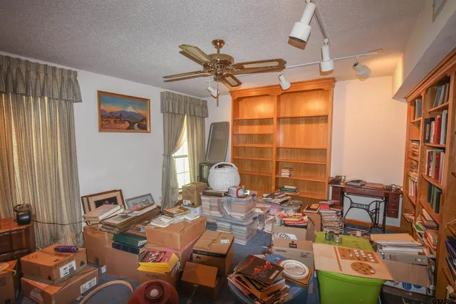 a workspace with furniture