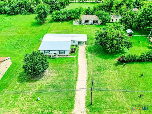 an aerial view of a house