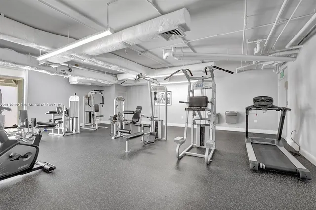 a view of a room with gym equipment