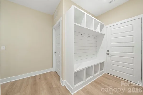 a view of an empty walk in closet