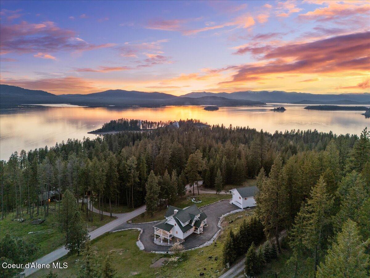 357 East David Thompson Road Hope, ID 83836 - Photo 2 of 47 003-Twilight Aerial Front of Home