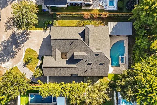a view of a swimming pool with an outdoor space