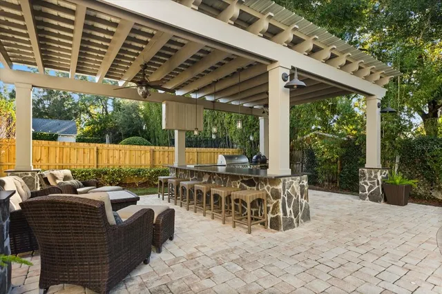 a view of a playground with basketball court