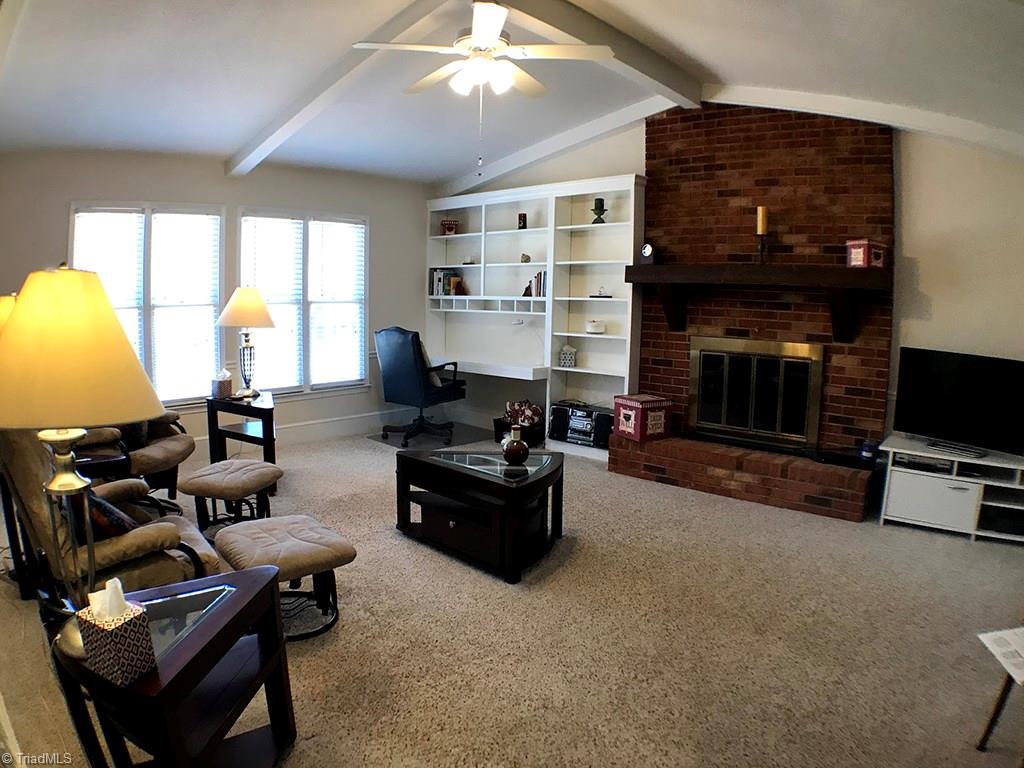 1713 Valley Brook Road Clemmons, NC 27012 - Photo 4 of 23 Living Room with vaulted ceiling and fireplace
