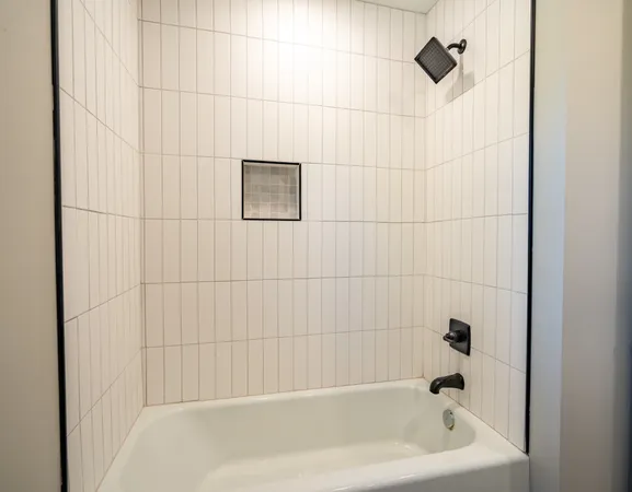 a bathroom with a bathtub