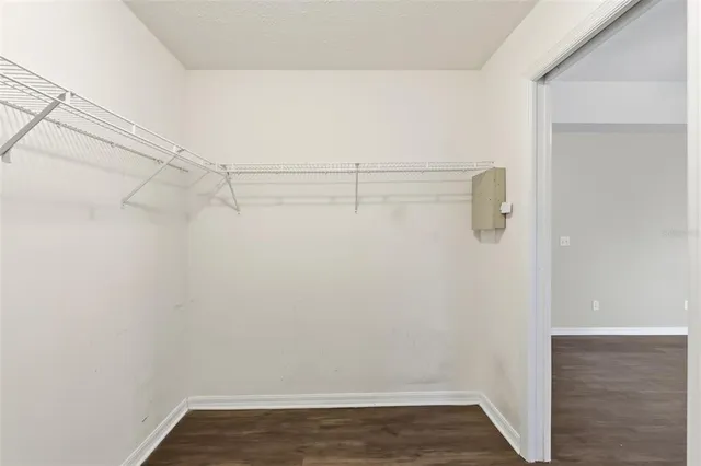 a view of a room with racks on the wall