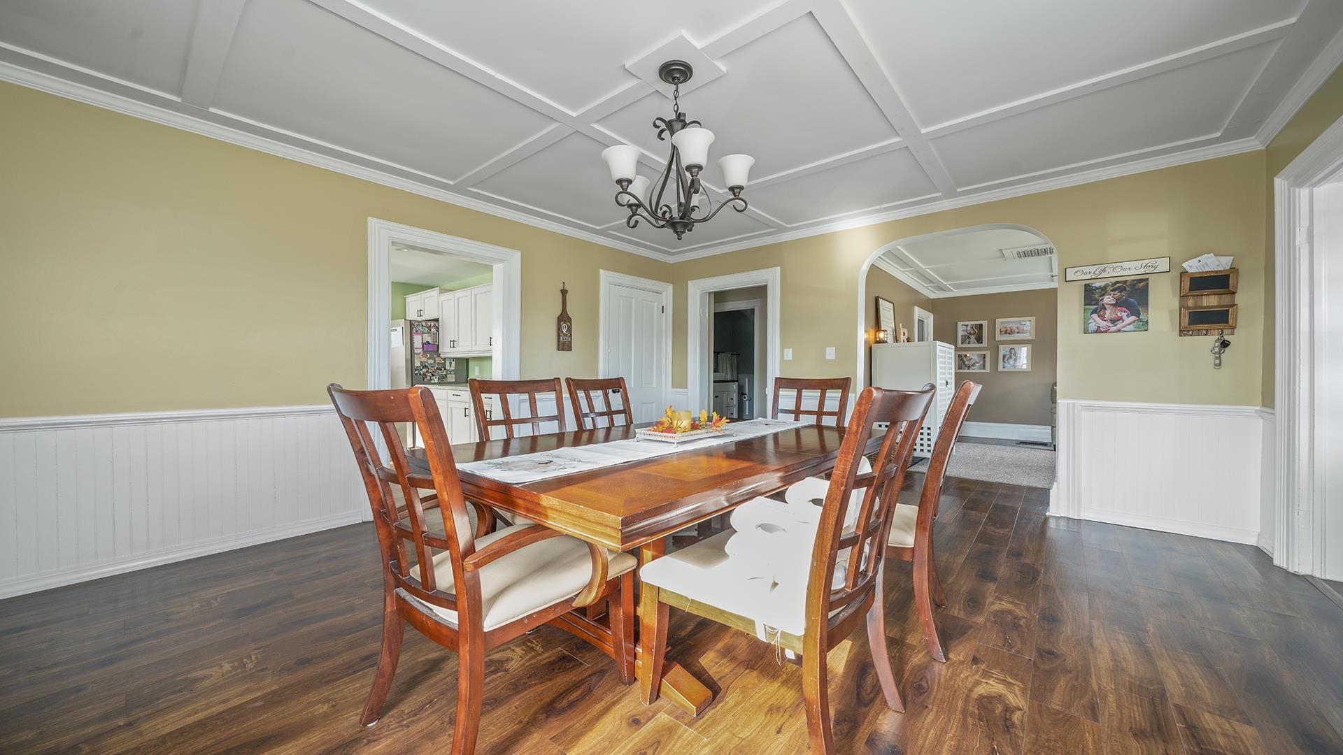 211 North Shabbona Road Shabbona, IL 60550 - Photo 5 of 33 a view of a dining room with furniture wooden floor and chandelier