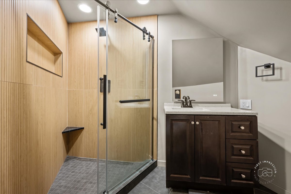 3N286 Klein Road West Chicago, IL 60185 - Photo 23 of 44 a bathroom with a granite countertop shower sink and mirror
