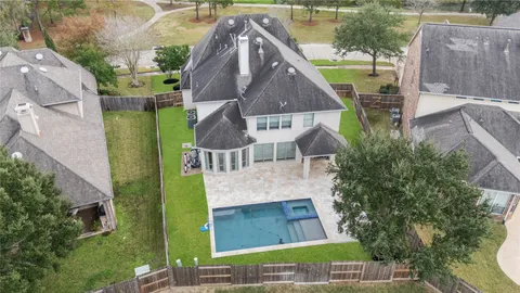 an aerial view of a house