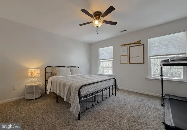 a living room with furniture and windows