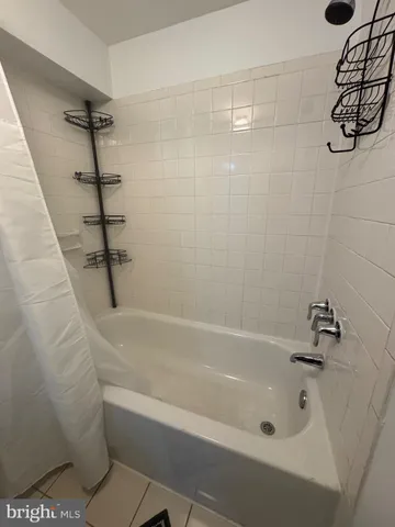 a bathroom with a bathtub
