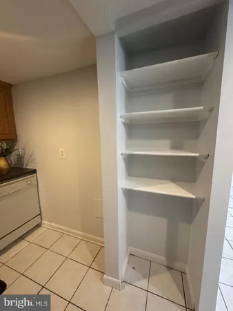 a view of an empty walk in closet