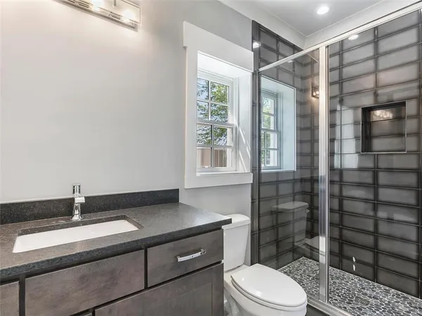 a view of a room with a shelf