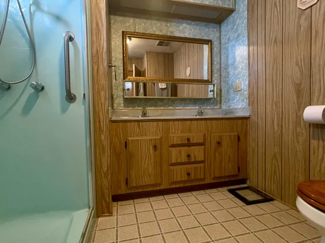 a view of a swimming pool with a patio