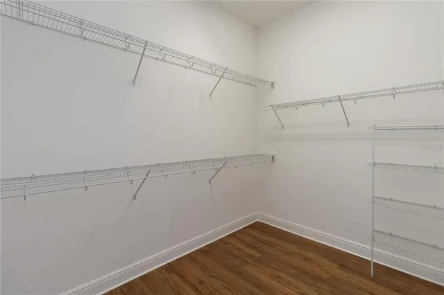 a view of a room with racks on the wall