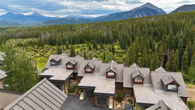 an aerial view of a house with balcony