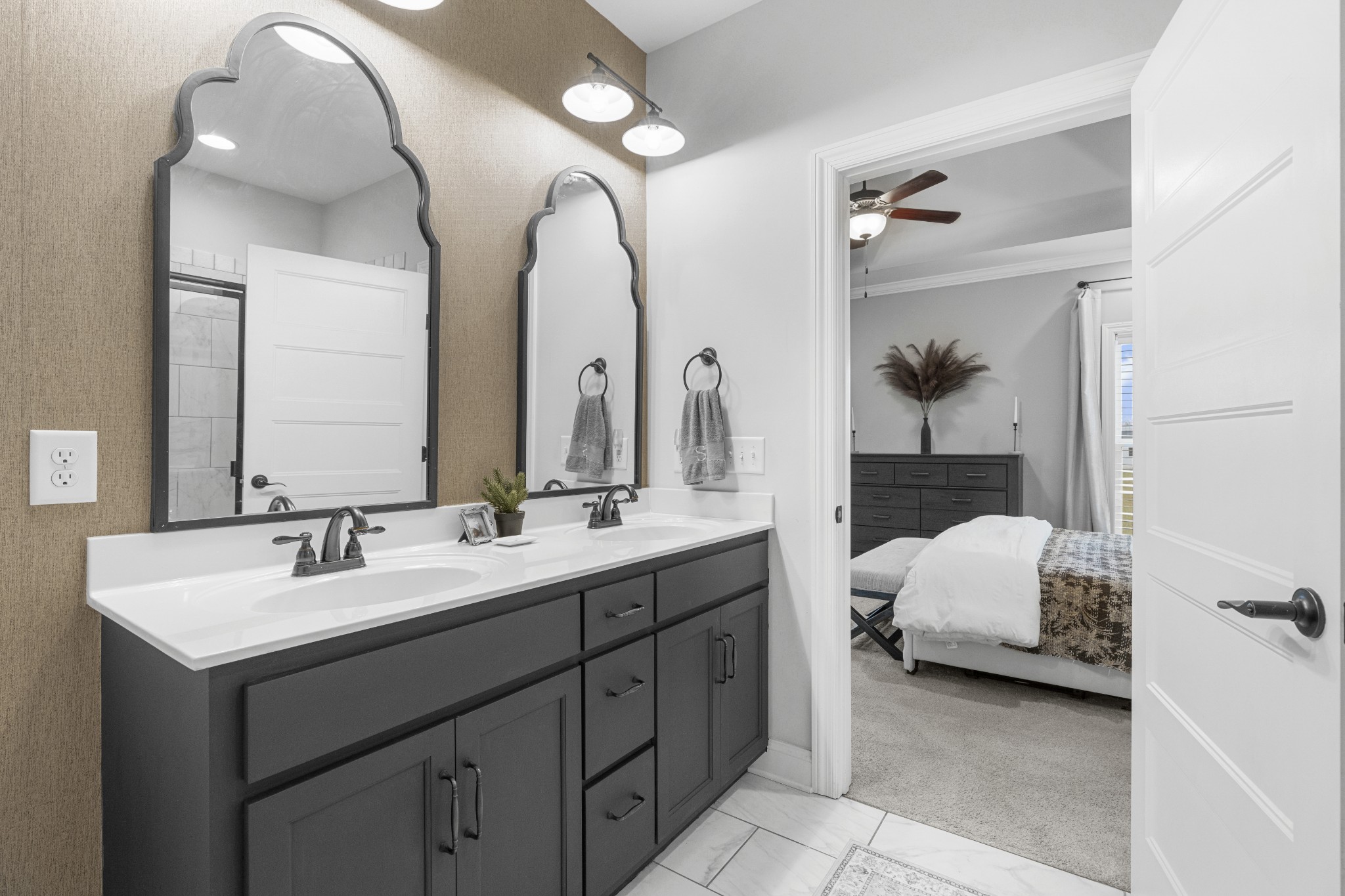 111 Flat Woods Road Lebanon, TN 37090 - Photo 32 of 60 a en suite bathroom with a double vanity sink and a mirror