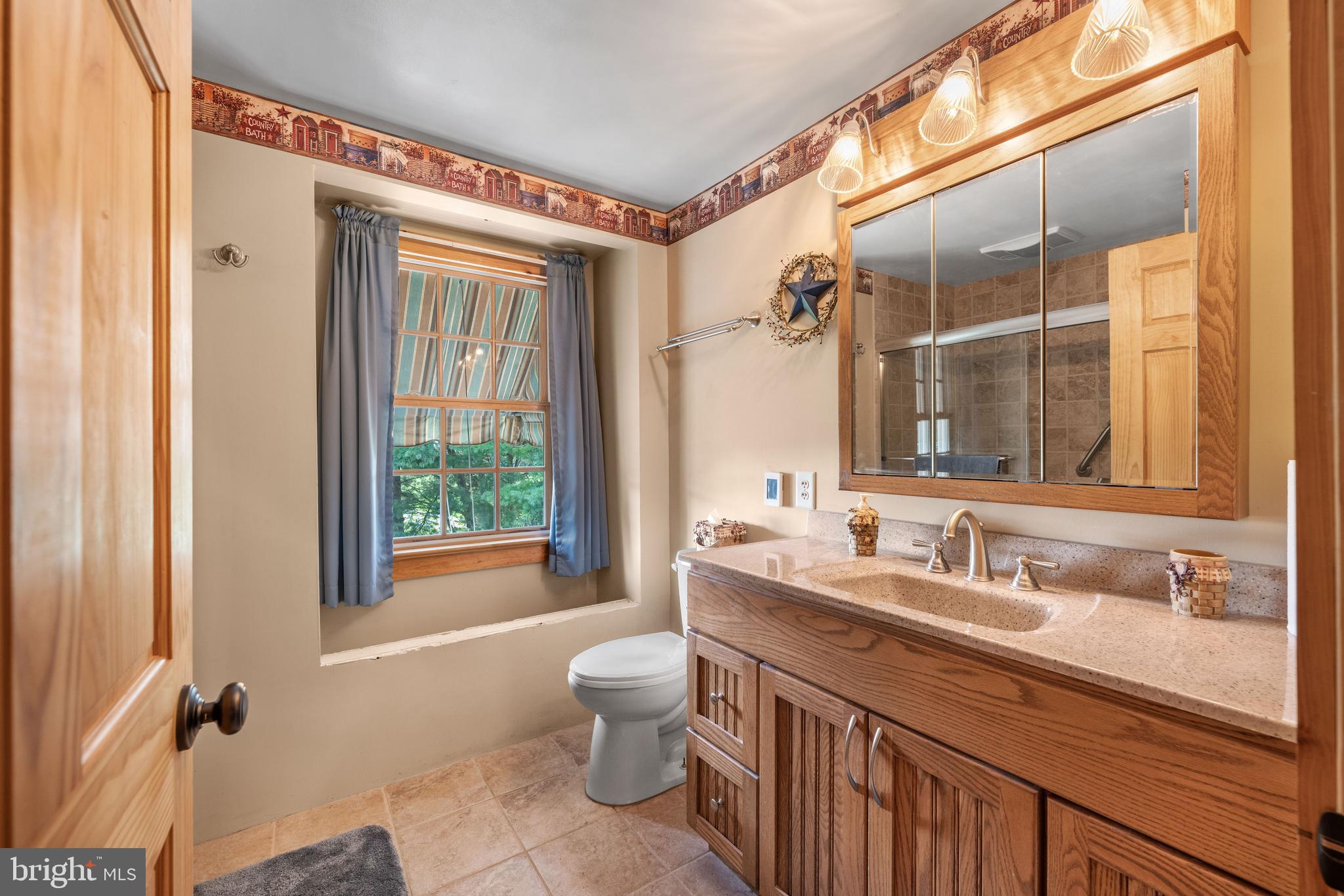 291 Acton Station Road Salem, NJ 08079 - Photo 34 of 45 a bathroom with a granite countertop sink toilet and shower