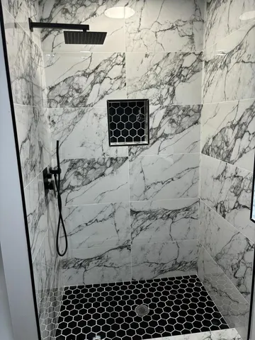 a bathroom with a shower