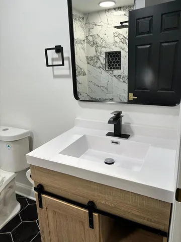 a bathroom with a sink and a toilet