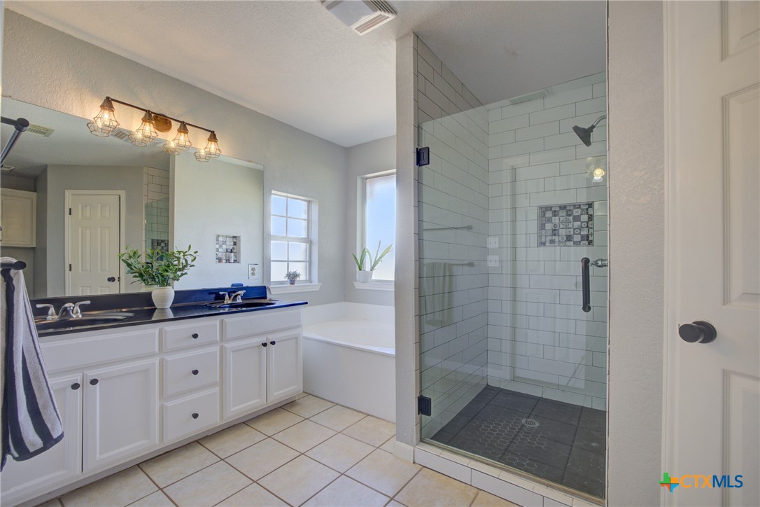 940 Cordova Loop Seguin, TX 78155 - Photo 10 of 32 a spacious bathroom with a shower sink and mirror