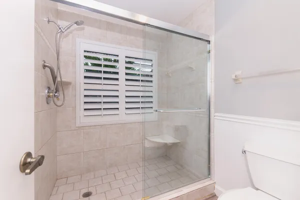a bathroom with a shower
