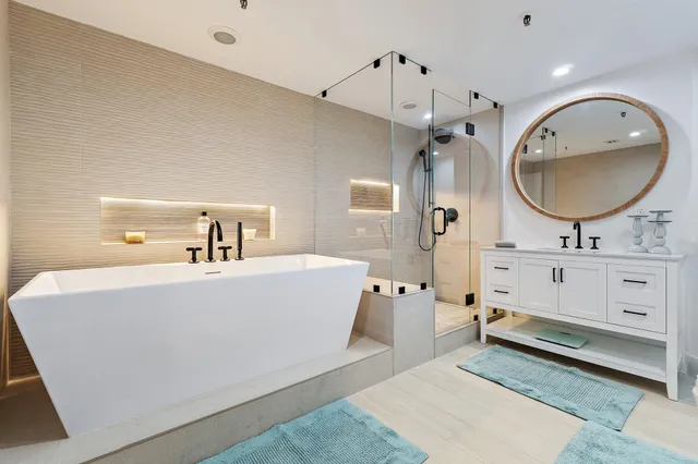 a bathroom with a shower