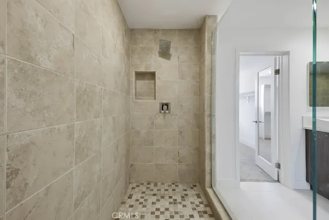 a view of small space with racks on the wall