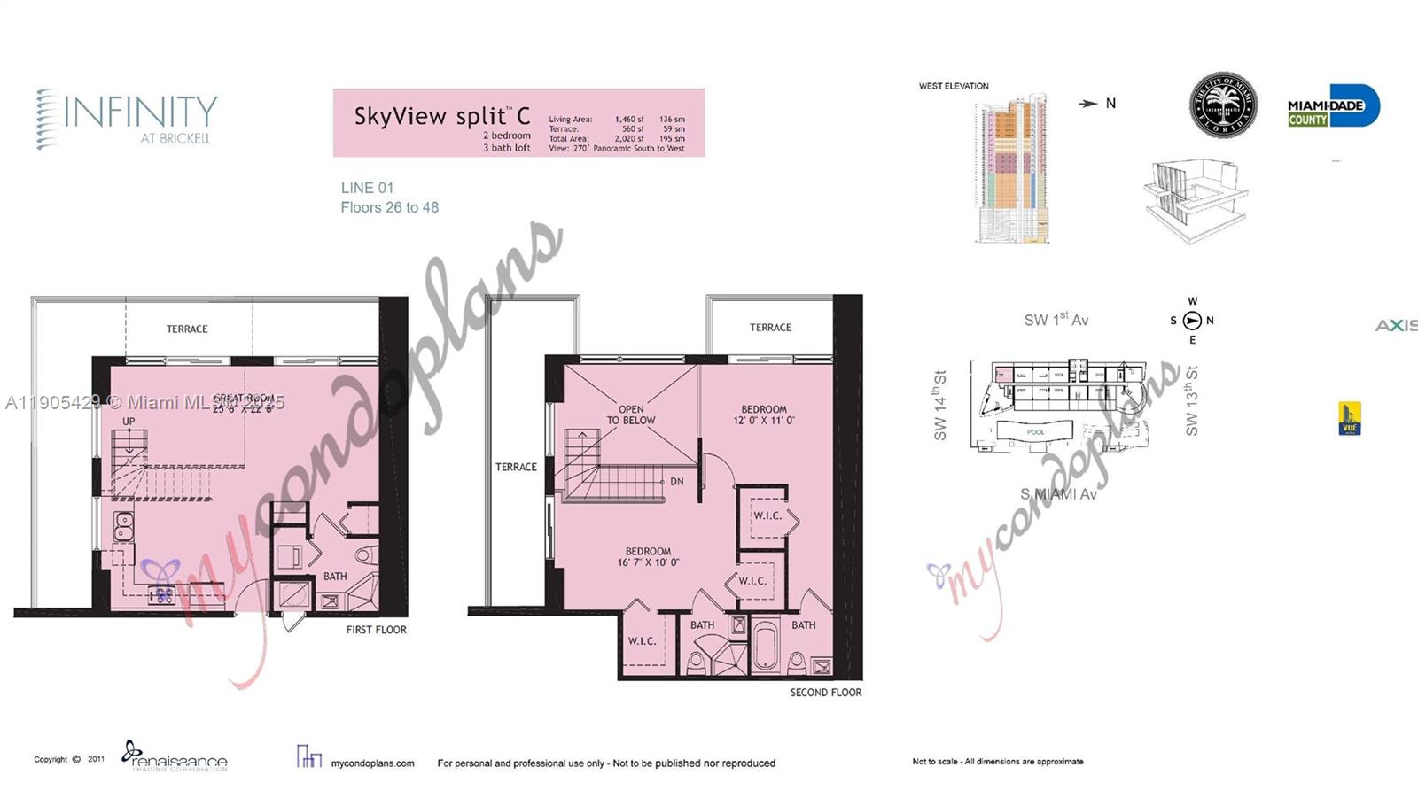 60 Southwest 13th Street, Unit 3401 Miami, FL 33130 - Photo 35 of 42 "01" line. Not necessarily a true representation.