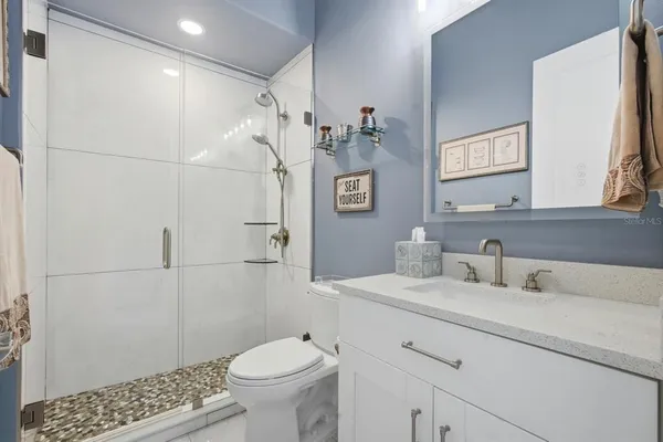 a living room with furniture