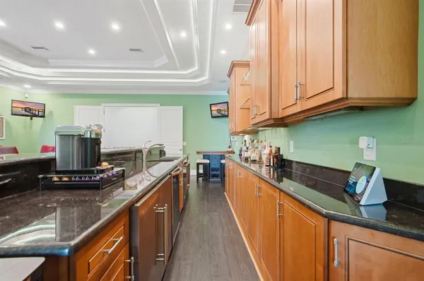 a view of a house with a mountain in the background