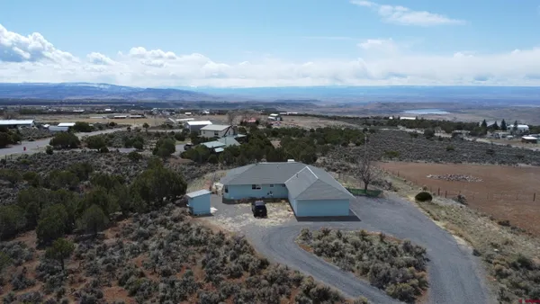 an aerial view of a house