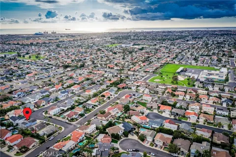 an aerial view of a house